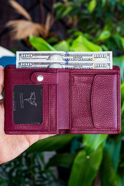 Garbalia Canada Genuine Leather Claret Red Men's Wallet with Coin Compartment