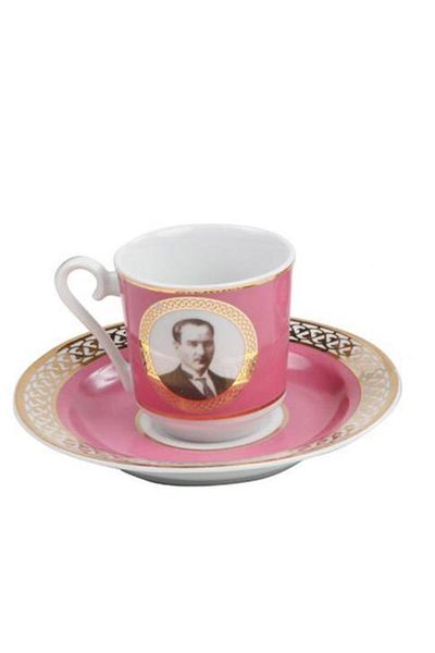 Kütahya Porselen Single Ataturk Cup Set Pink