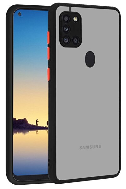 Fibaks Samsung Galaxy A21S Compatible Case Transparent Matte Camera Corner Protection Smooth Hard