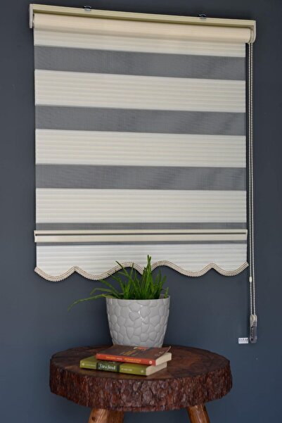 Erperde Açık Krem Piliseli Zebra Perde