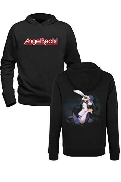 Alfa Tshirt سويت شيرت أسود مطبوع عليه صورة Angel Beats من الأمام والخلف
