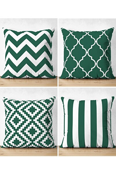 Realhomes Set de 4 huse de pernă și perne din piele întoarsă cu design specia...