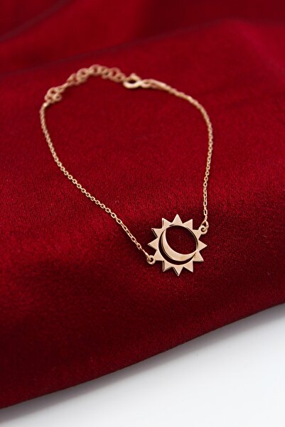 Silver And Silver Kadın 925 Ayar Gümüş Rose Güneş Ay Bileklik