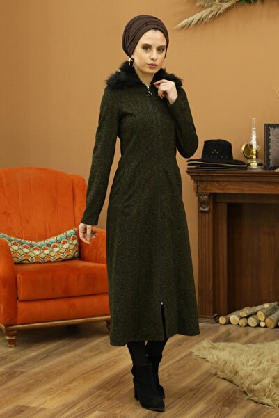 Feiza Collection Kürk Detaylı Kap - Haki