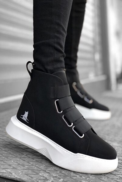 Mida Shoes High Sole Men's Black Sports Boots - Banded