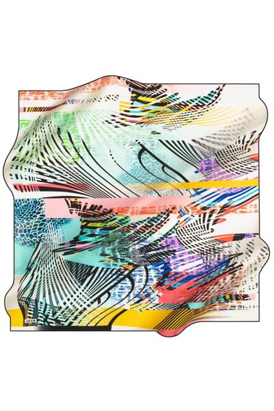 Aker Kadın Sarı Desenli Silk Scraf Eşarp