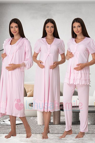 lohusahamile Pink Pregnant Maternity Set of 4 with Hidden Breastfeeding Feature Effortt 8026
