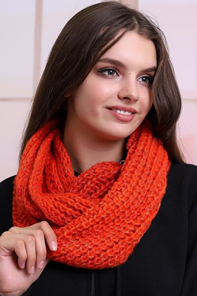 Deafox Orange Women's Knitted Neck Collar