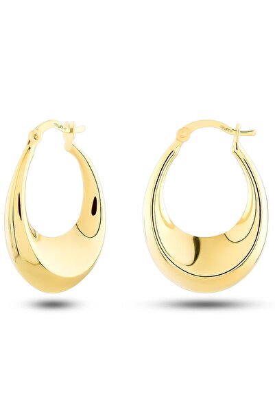 PRENSES PIRLANTA Kadın 14 Ayar Altın Oval Halka Küpe