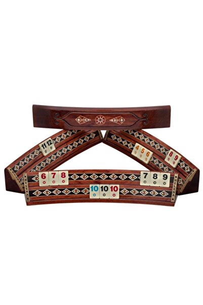 Helena Wood Art Gül - Ahşap Mozaik Işlemeli Oval Okey Tk