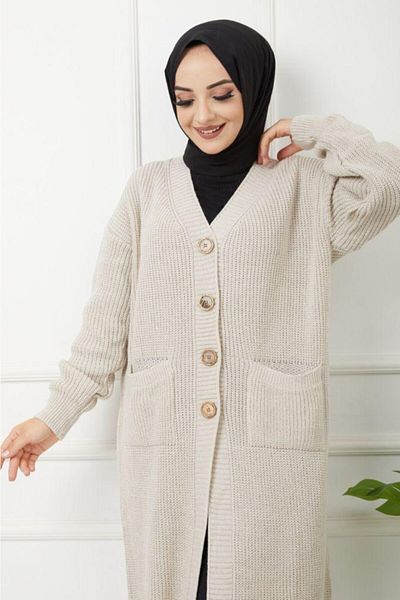 Pamuk Butik Γυναικεία Πλεκτή Ζακέτα με κουμπιά με κουμπιά