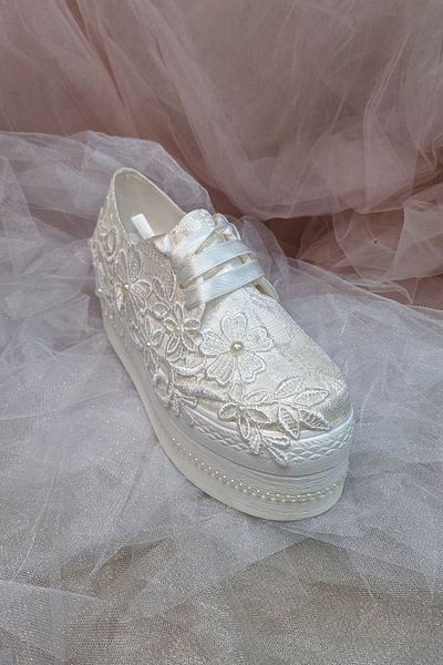 Berush Bride Seria 338 Pantofi de mireasa cu dantela cu flori cu toc pană