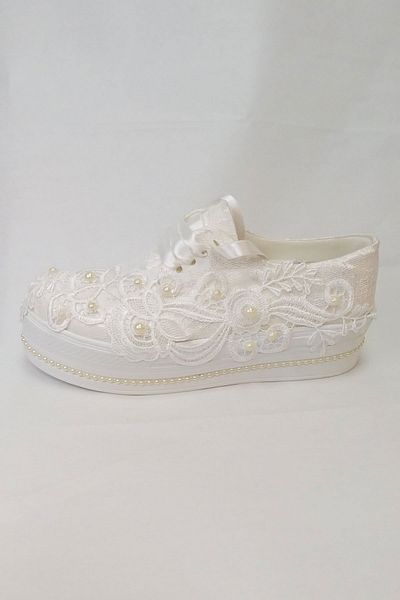 Berush Bride Pantofi de mireasă cu șireturi, seria Sedef 218, cu toc mediu cu pană