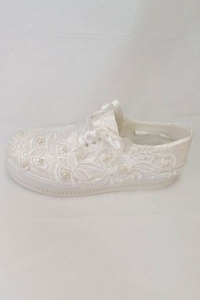 Berush Bride Pantofi de mireasă cu șireturi, seria Sedef 218, cu toc mediu cu pană