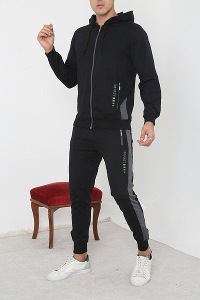 3MODA Ανδρική αθλητική φόρμα μαύρη από καουτσούκ με φερμουάρ