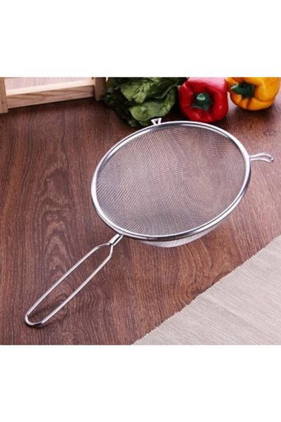 5DM 18 Cm Metal Handle Pewter Flour - Milk - Sugar - Pulses Strainer
