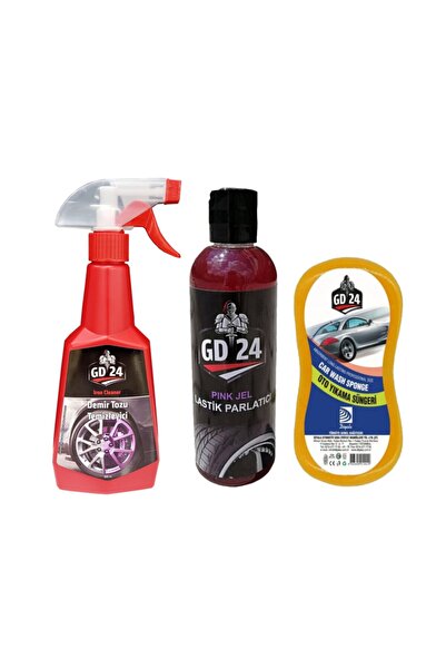 GD 24 Gd24 Demir Tozu Temizleyici (yeni)+lastik Parlatıcı Jel+sünger