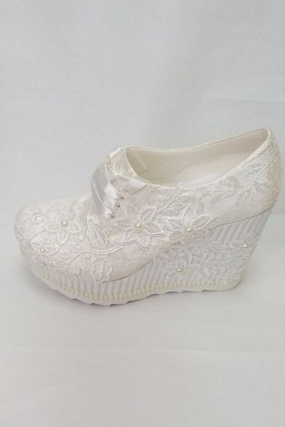 Berush Bride 538 Series Wedge Heel Flower Laced Wedding Dress Shoes