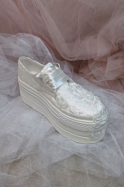 Berush Bride Seria 311 Pantofi de rochie de mireasă din dantelă franceză cu toc pană