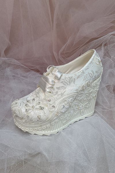 Berush Bride 511 Series Wedge Heel French Lace Wedding Dress Shoes