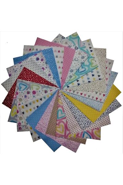 Kırkyama Patchwork Home 25x25 cm 20 bucăți țesătură mozaic din bumbac 40 patch-uri Crumbwork Hobby - Seria Hearts