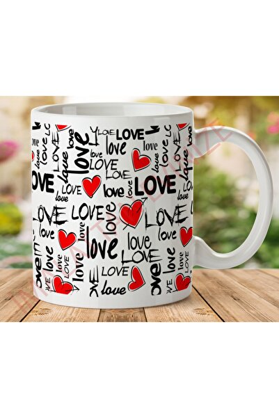 ART HEDİYE كوب مطبوع عليه قلب الحب على الجانبين