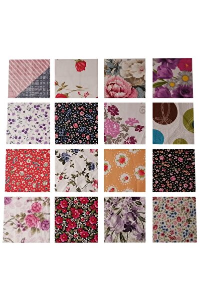 Kırkyama Patchwork Home 15x15cm 50 Parça Patchwork Kırkyama Pamuklu Kumaş Desen Renk Dikiş Hobi Elişi