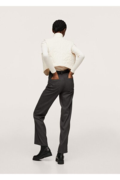 MANGO Woman Kadın Ekrü Dokuma Koton Yelek