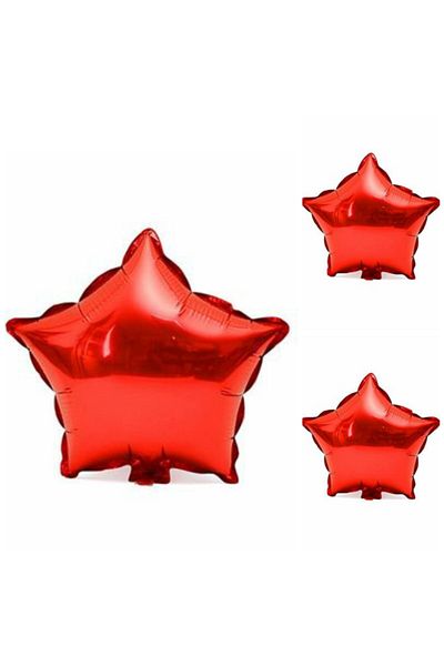 Dipak 3 Pieces Red Shiny Star Shape Foil Balloon 18 Inch