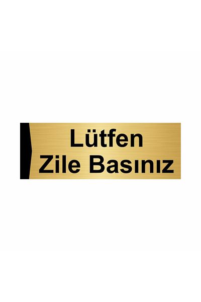 Özarslan Dizayn يرجى الضغط على الجرس 5 × 20 سم لافتة توجيه معدنية ذهبية اللون