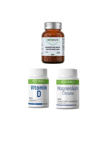 VeNatura 200 Mg Magnesium Citrate 62 Tablet + Magnesium Malate 60 Tablet + Vitamin D3 102 Capsule
