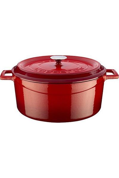 Lava Red Trendy Cast Iron Round Deep Casserole 24 cm