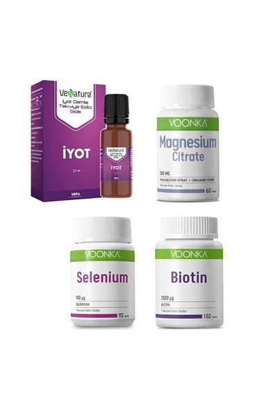 VeNatura Biotin 102 Tablets + Selenium 92 Tablets + Magnesium Citrate 62 Tablets + Iodine 25 ml