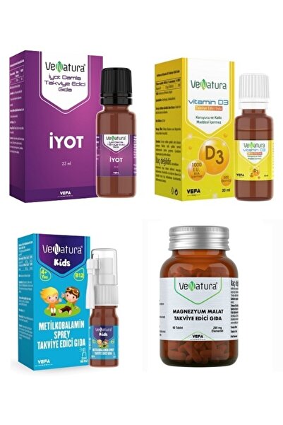 VeNatura Magnezyum Malat 60 Tablet Iyot 25 ml D3 1000ıu Kıds B12 Sprey