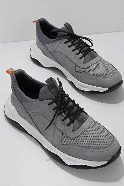 Bambi Gri Nubuk Deri Erkek Sneaker E01604311501