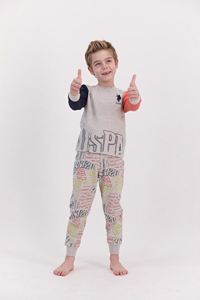 U.S. Polo Assn. U.S. Polo Assn Bejmelange narancssárga fiú pizsama szett