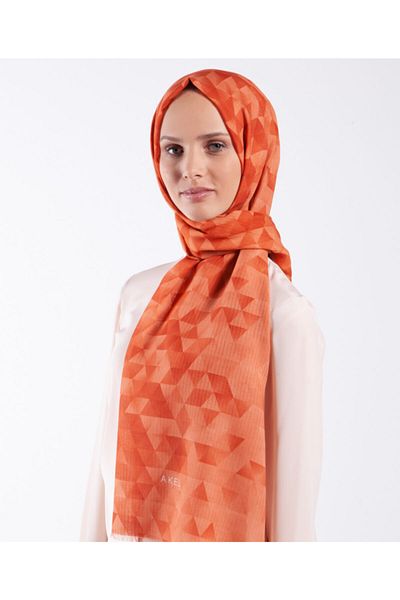 Artikel Orange Triangle Patterned Cotton Shawl, Neck Collar, Scarf