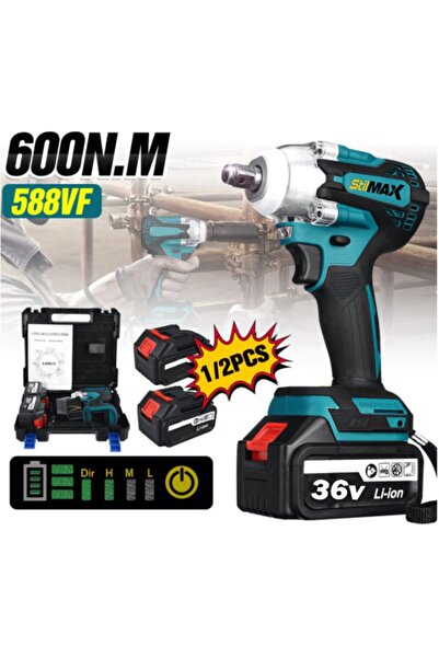 stilmax Germany 36v 5ah Kömürsüz Bakır Sargı Çift Akülü Şarjlı Metal Somun Sökme Bijon Matkap Seti