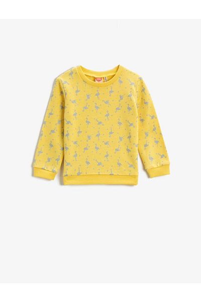 Koton Baby Girl Yellow Patterned Sweatshirt