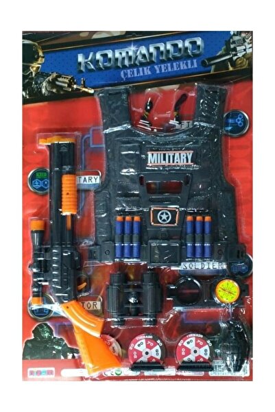 AYT TİCARET Oyuncak Sünger Atan Tüfek Seti Çelik Yelekli Komando Seti