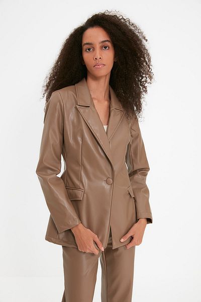 Trendyol Collection Δερμάτινο μπουφάν Mink Look TWOAW22CE0326