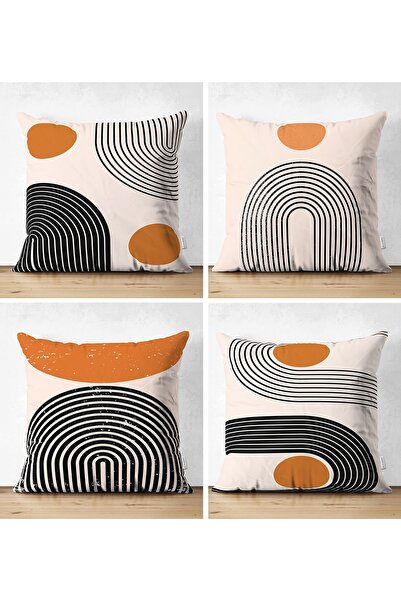 Realhomes Set of 4 Special Design Digital Printed Suede Pillow and Cushion Co...