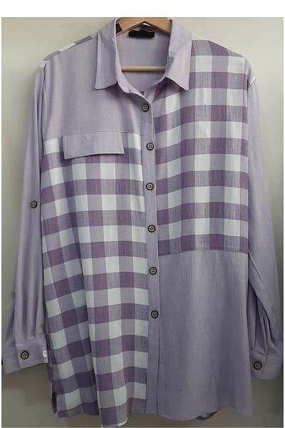 N.Y.YILDIZ Cămașă Bluză Largi Star Papilla Seersucker Linen Plus Size