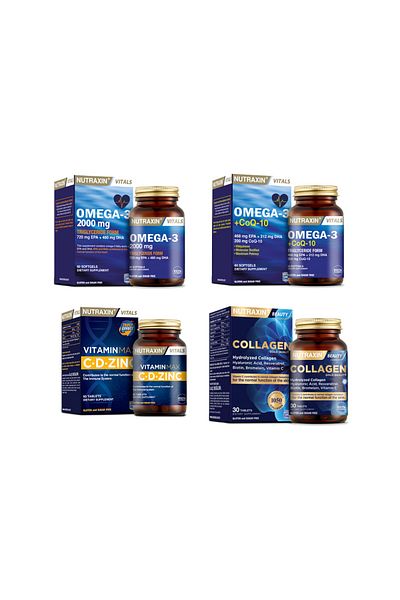 Nutraxin Omega 3 2000 Mg - 60 Capsules+Coq-10+Vitaminmax+Collagen 30 Tablets
