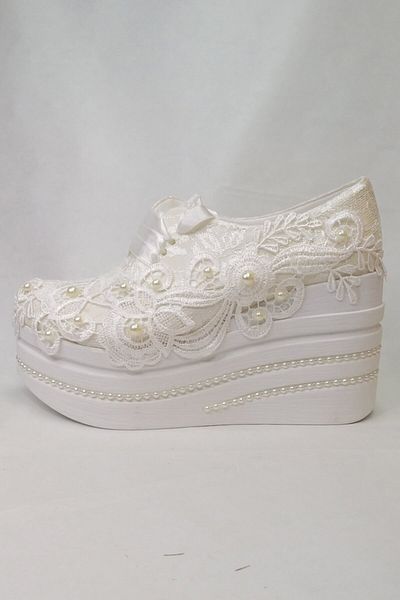 Berush Bride 618 Series Wedge Heel Flower Laced Wedding Dress Shoes