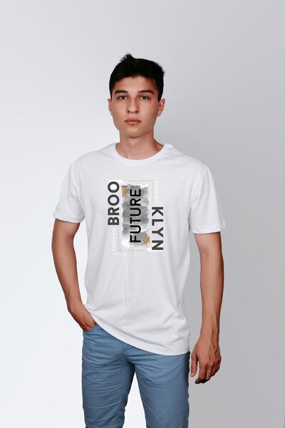 ErTaPassage White Future Brooklyn cu imprimeu Bărbați tricou - T11463