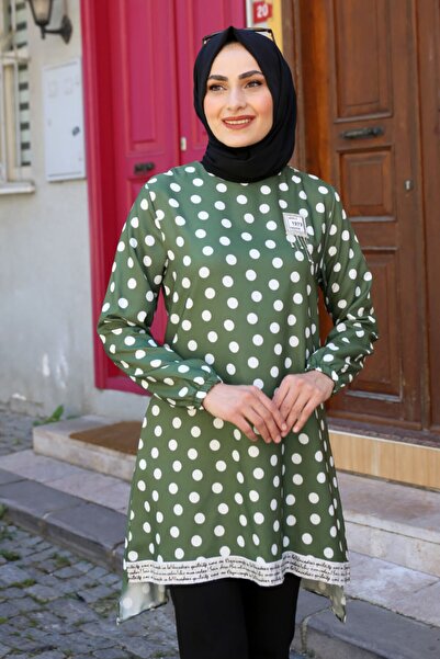 Feiza Collection Puantiyeli Tunik - Yeşil