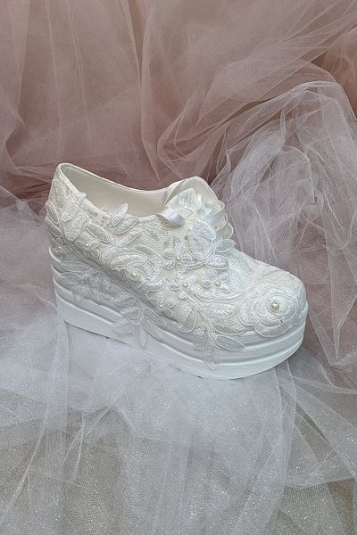 Berush Bride 606 Series Wedge Heel Pearl Embroidered Applique Wedding Dress Shoes