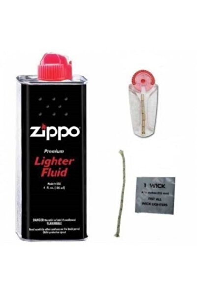 İNDİRİM CENTER Zippo Benzin 125 Ml Zippo Fitil Zippo Taş Süper Set