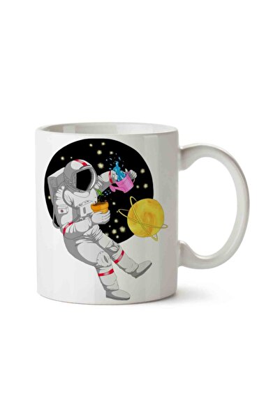 ART HEDİYE كوب مطبوع عليه كوكب رائد الفضاء على الجانبين